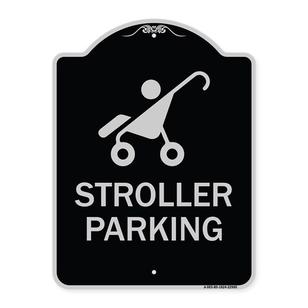Signmission Reserved Stroller Parking W/ Graphic Heavy-Gauge Aluminum Sign, 24" x 18", BS-1824-22985 A-DES-BS-1824-22985